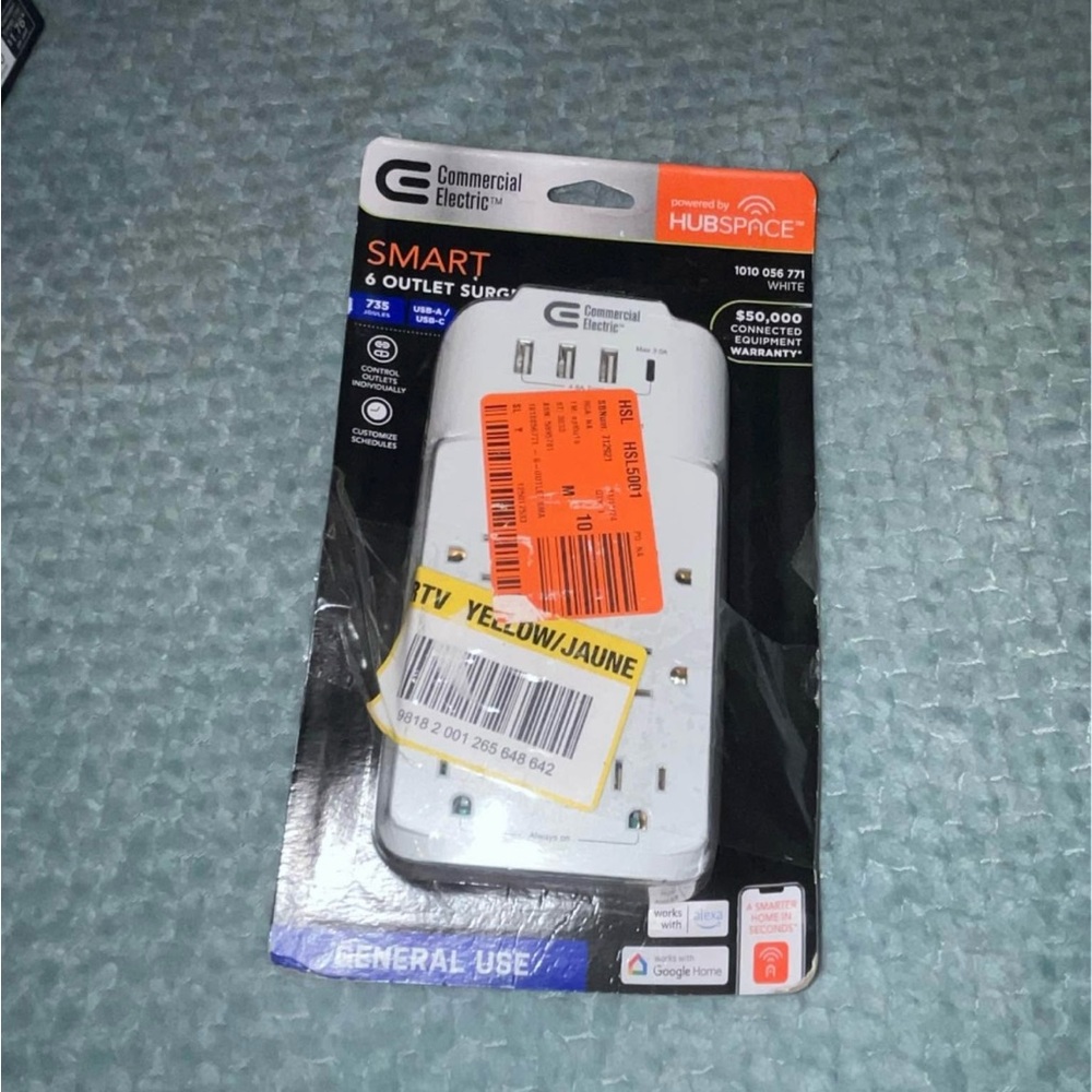 Commercial Electric White Power Strip with USB Ports